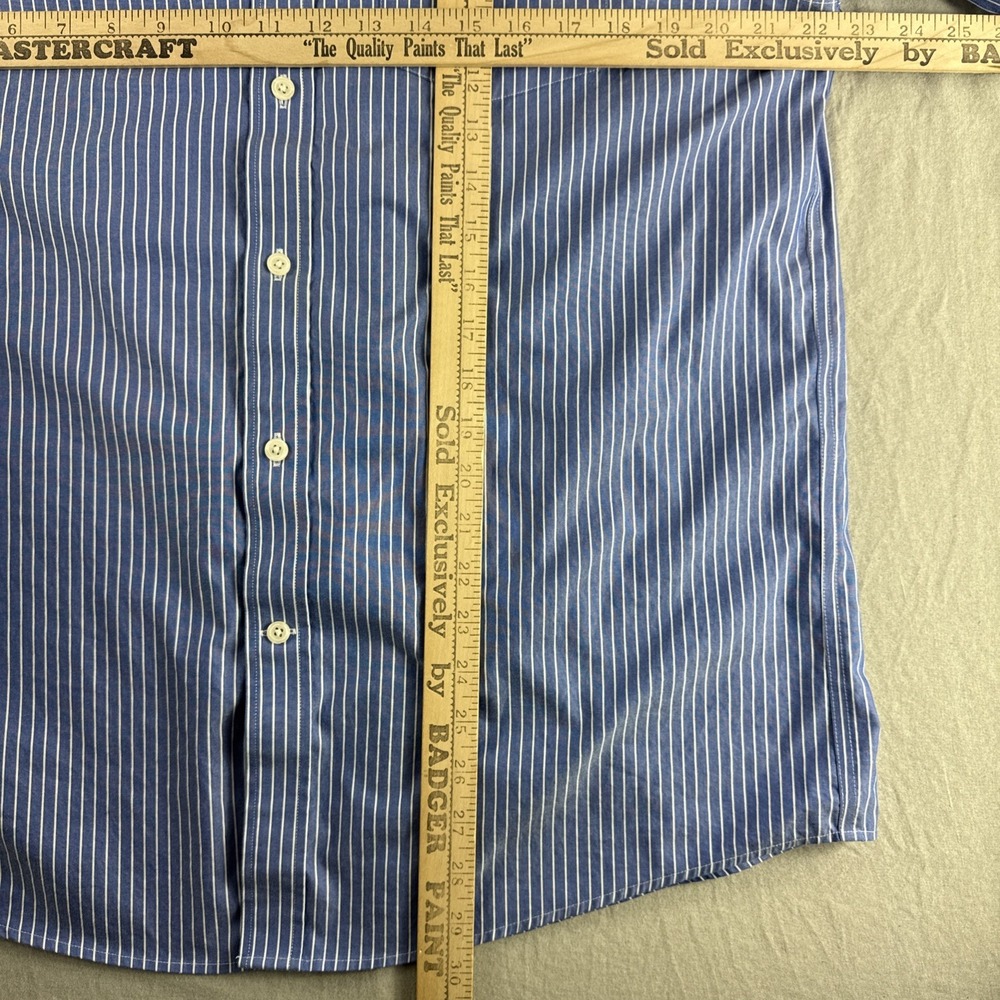 Eddie Bauer Wrinkle Resistant Shirt Mens L Blue Relaxed Fit Striped Long Sleeve - Picture 3 of 6